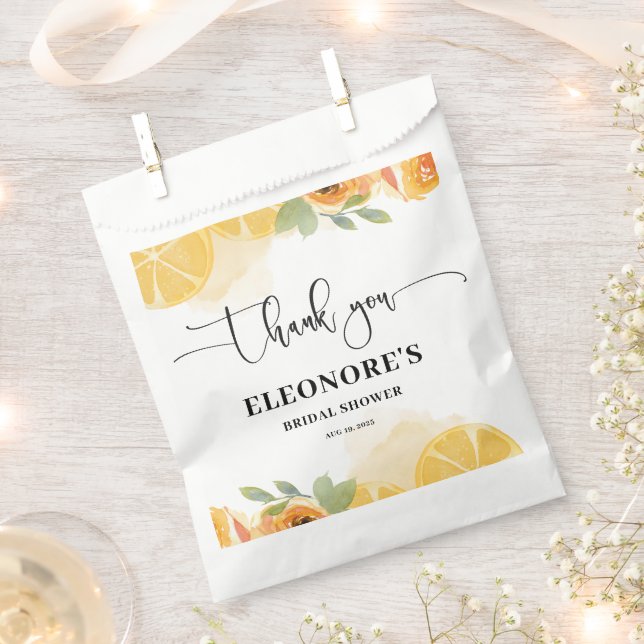 Bolsa De Papel Lemones y flores ducha de novias (Cortado)