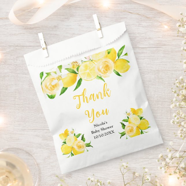 Bolsa De Papel Lemons and Foliage Baby Shower Thank You (Cortado)