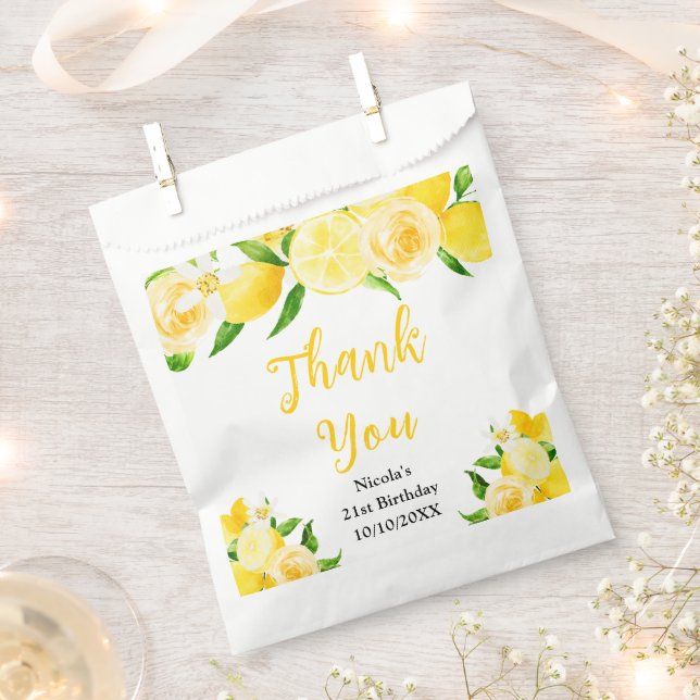 Bolsa De Papel Lemons and Foliage Birthday Thank You (Cortado)