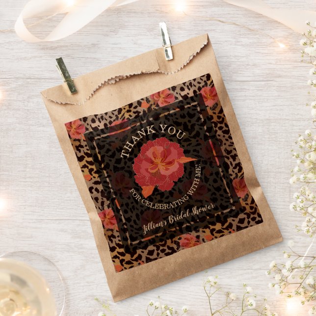 Bolsa De Papel Leopard Floral Bridal Shower (Cortado)