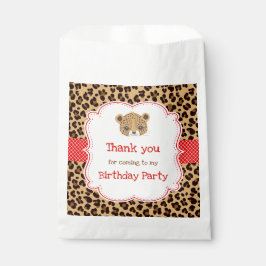 Bolsa De Papel Leopard Print Red Quatre Relieve metalizado fiesta