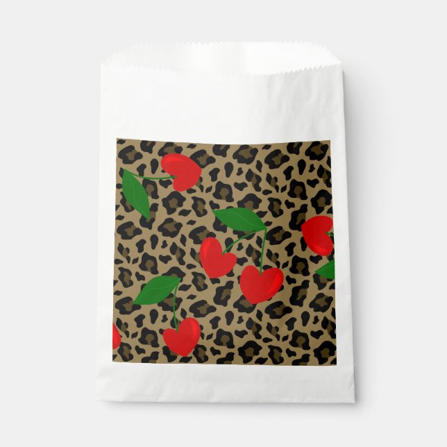 Bolsa De Papel leopardo de cerezo de forma cardíaca (Anverso)