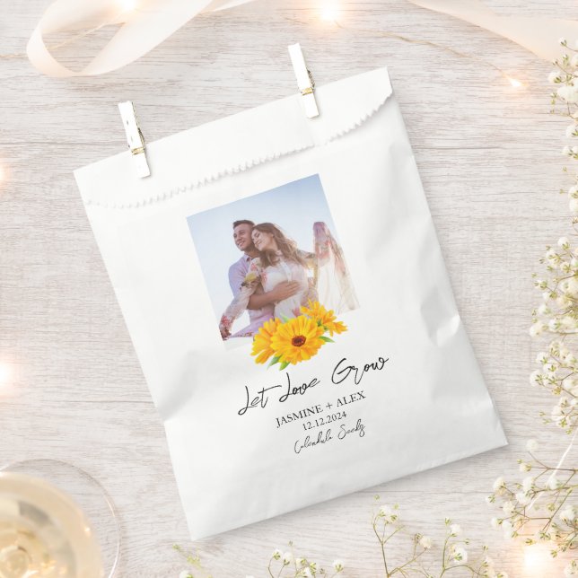 Bolsa De Papel Let Love Grow l Calendula Seeds Photo Wedding  (Cortado)