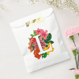 Bolsa De Papel Letra mayúscula L monograma floral