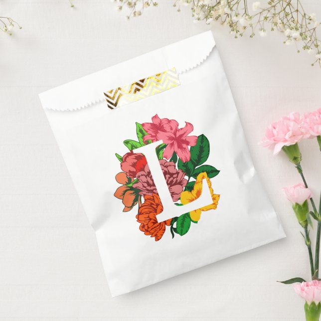 Bolsa De Papel Letra mayúscula L monograma floral (Sellado)