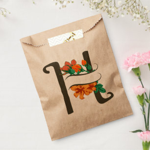 Bolsa De Papel Letra mayúscula Monograma floral H