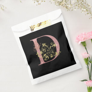 Bolsa De Papel Letra Purpurina rosa brillante D