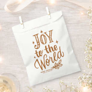 Bolsa De Papel Letras de Navidad de Alegría al Mundo en Naranja Q