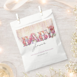 Bolsa De Papel Letras florales chica Baby Shower personalizadas