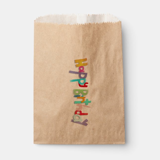 Bolsa De Papel Letras Hechas a Mano para Cumpleaños (Anverso)