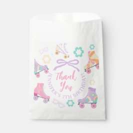 Bolsa De Papel Lets Roll Roller Skate Groovy Birthday Thank you