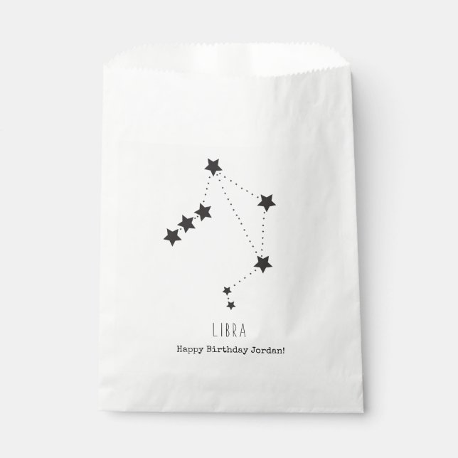Bolsa De Papel Libra Octubre Cumpleaños Personalización Nombre Fi (Anverso)