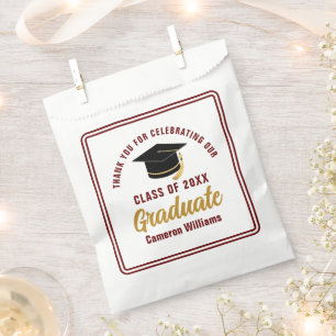 Bolsa De Papel Licenciado en Oro Maroon Gracias Fiesta Personaliz