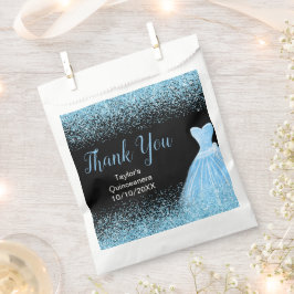 Bolsa De Papel Light Blue Dress Faux Glitter Quinceanera