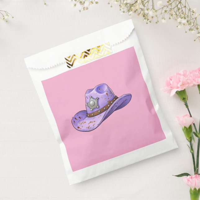 Bolsa De Papel Light Purple Cowgirl Hat-Pink Background (Sellado)