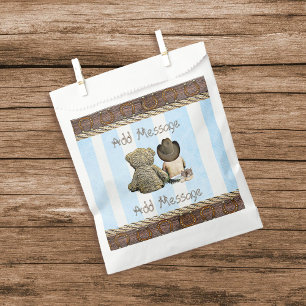 Bolsa De Papel Lil Cowboy Baby Boy y Teddy Bear Baby Shower