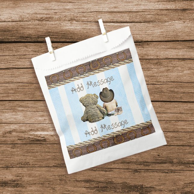 Bolsa De Papel Lil Cowboy Baby Boy y Teddy Bear Baby Shower (Subido por el creador)