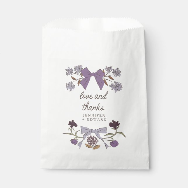 Bolsa De Papel Lilac Bows and Blossoms Boho Boda (Anverso)