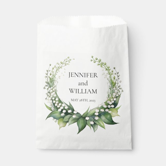 Bolsa De Papel Lily acuarela de la fiesta de la boda de la novia  (Anverso)