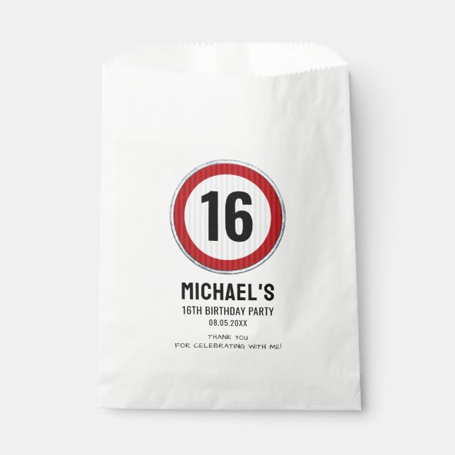 Bolsa De Papel Límite de velocidad en 16 cumpleaños (Anverso)