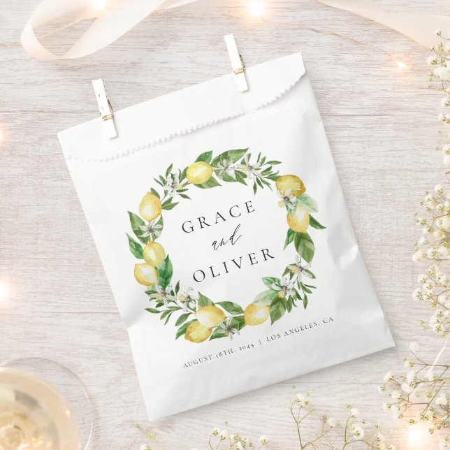 Bolsa De Papel Limón botánico y vegetación Gracias Boda (Cortado)