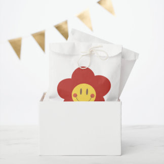 Bolsa De Papel Linda Flor Sonriente Estética Retro Cara Feliz Des