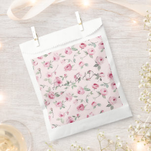 Bolsa De Papel Lindas Rosas Rosadas Florales Bodas Ducha Nupcial