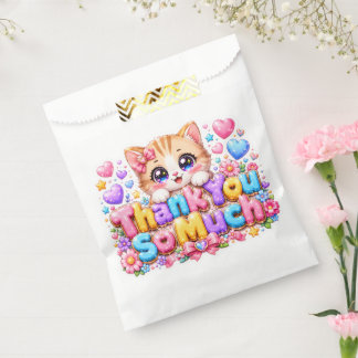 Bolsa De Papel Lindo Kawaii Gracias Cat Nombre Rosa Pastel