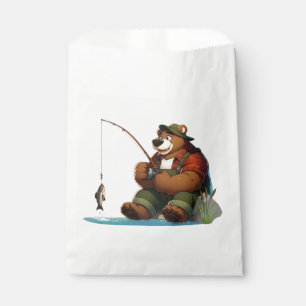 Bolsa De Papel Lindo oso pescador al aire libre