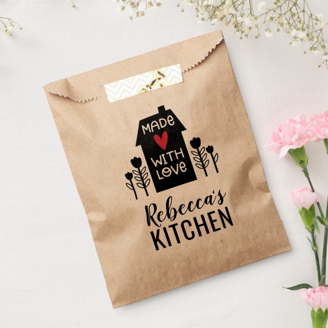 Bolsa De Papel Lindo Simple Hecho Con Amor Kraft (Sellado)