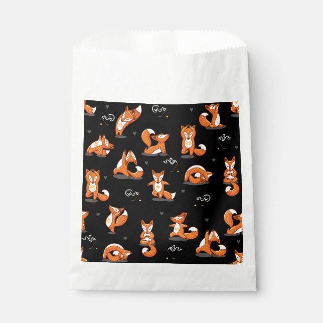 Bolsa De Papel lindos zorros de yoga divertidos negros (Anverso)