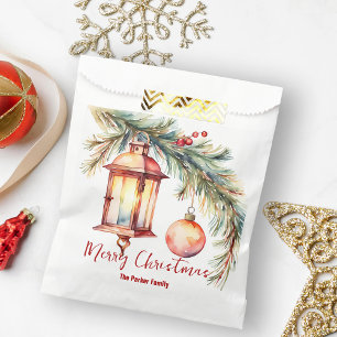 Bolsa De Papel Linterna con Navidades de Pine y Holly Berries