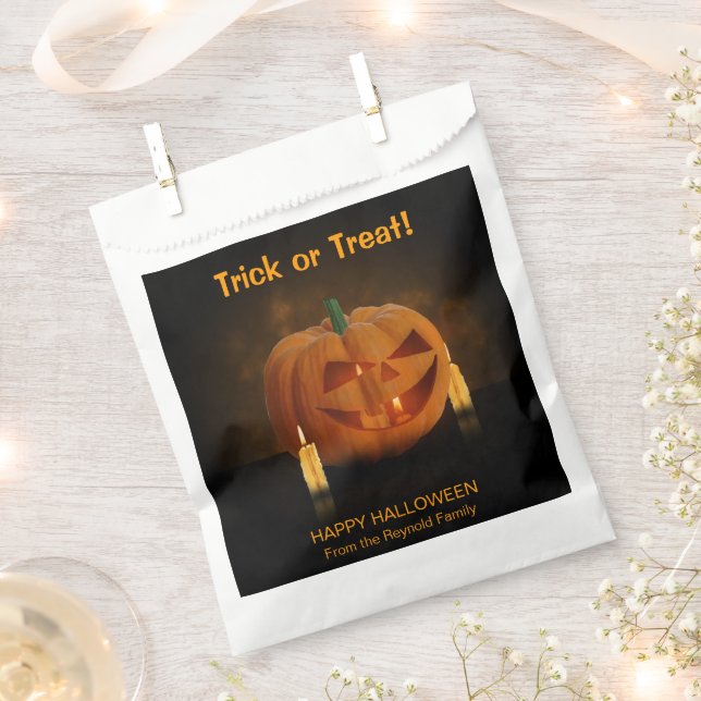 Bolsa De Papel Linterna de calabaza de Halloween con velas (Cortado)