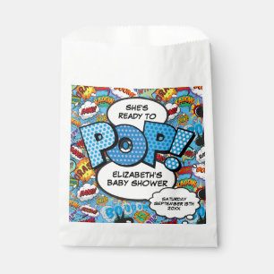Bolsa De Papel Listo para estallar Baby Shower Azul Comic Book