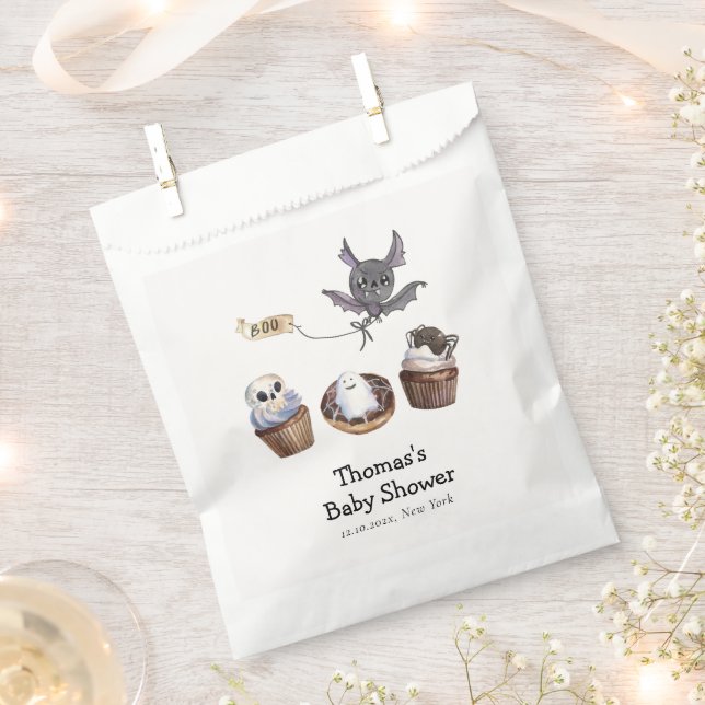 Bolsa De Papel Little Boo Halloween cupcake Baby Shower (Cortado)