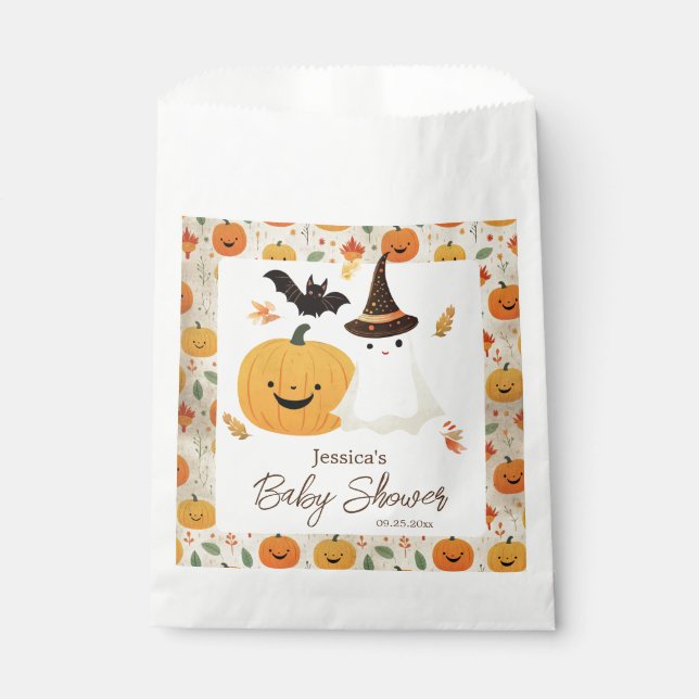 Bolsa De Papel Little Boo Halloween Pattern Baby Shower (Anverso)