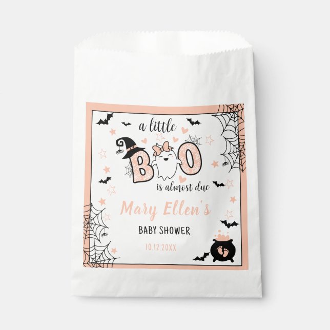 BOLSA DE PAPEL LITTLE BOO PINK HALLOWEEN BABY SHOWER (Anverso)