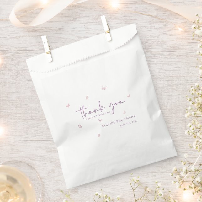 Bolsa De Papel Little Butterfly Garden Baby Shower Gracias (Cortado)