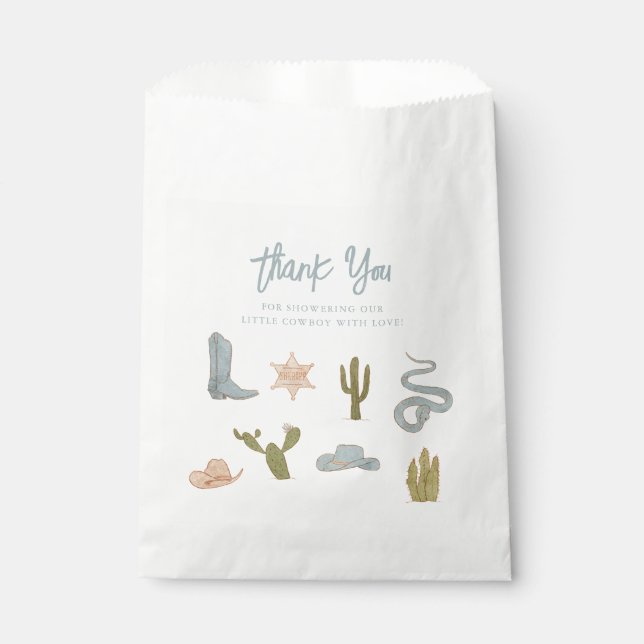 Bolsa De Papel Little Cowboy Blue Baby Shower (Anverso)
