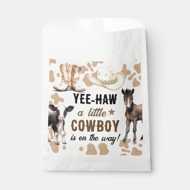 Bolsa De Papel Little Cowboy Rodeo Baby Shower (Anverso)