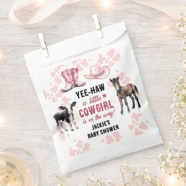Bolsa De Papel Little Cowgirl Pink Rodeo Baby Shower (Cortado)