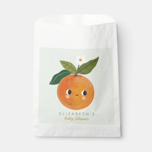 Bolsa De Papel Little Cutie Naranja Baby Shower (Anverso)