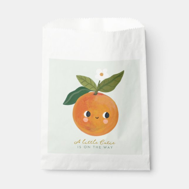 Bolsa De Papel Little Cutie Naranja Baby Shower (Anverso)