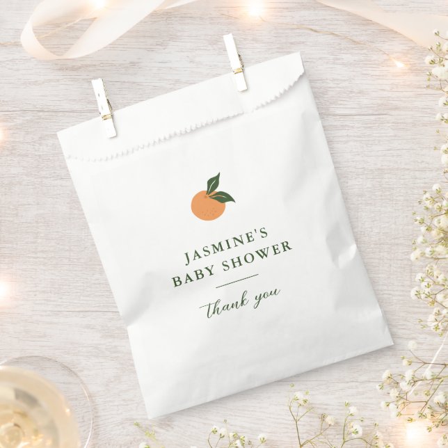 Bolsa De Papel Little Cutie Naranja Citrus Baby Shower (Cortado)