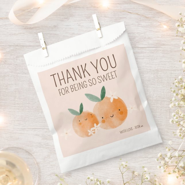 Bolsa De Papel Little Cutie Naranja Citrus Botanus Baby Shower (Cortado)