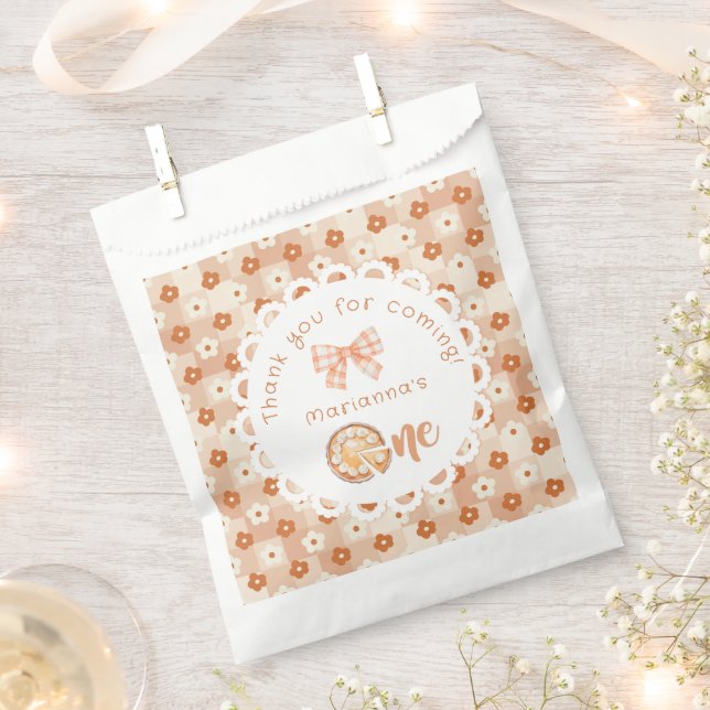 Bolsa De Papel Little cutie Pie 1er cumpleaños gingham Gracias (Cortado)