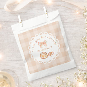 Bolsa De Papel Little cutie Pie 1er cumpleaños gingham Gracias