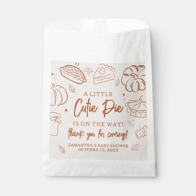 Bolsa De Papel Little Cutie Pie Fall Baby Shower (Anverso)