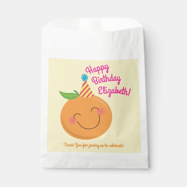 Bolsa De Papel Little Cutie Tangerine Birthday Party (Anverso)