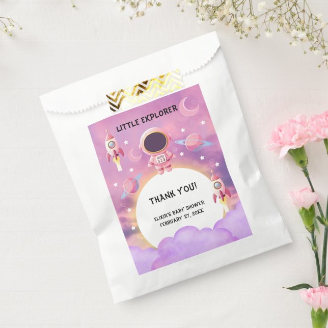 Bolsa De Papel Little Explorer Modern Purple Baby Shower (Sellado)